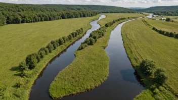 Et fredelig landskap med en fremtredende bekk som renner gjennom det, representerer hovedstrømlinjen.