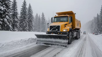 En snøplog som rydder en snødekt vei i Norge