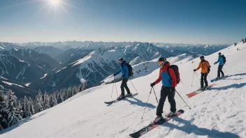 Folk som nyter en snøferie i fjellet.