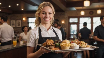 En servitør som tilbyr utmerket serverytelse på en restaurant.