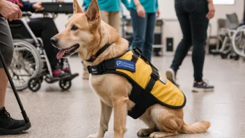 En assistertehund som hjelper en person med funksjonsnedsettelse