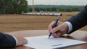 En person som signerer en kontrakt med et gasselskap.