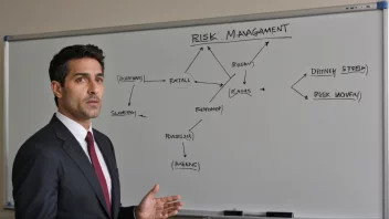 En person i en forretningsdress står foran en whiteboard med en risikohåndteringsstrategi diagrammet opp.