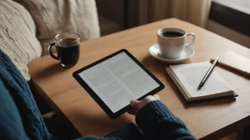 En person leser et samendrag på en tablet.