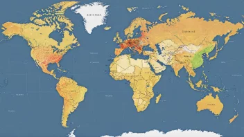 Et verdenskart som viser innlandsnasjoner i en annen farge