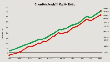 En graf som viser forskjellige nivåer av gjeldsgrad, med en rød linje som indikerer et høyt gjeldsnivå og en grønn linje som indikerer et lavt gjeldsnivå.