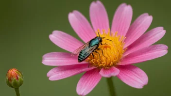 Et nærbilde av et lite objekt, som en insekt eller en blomst, tatt ved hjelp av makrofotograferingsteknikker.