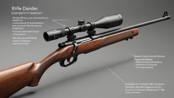 En illustrasjon av en rifle med en merket løpsdiameter, som viser konseptet våpendiameter.