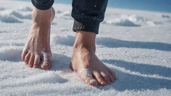 Et bilde av en person med frostskade på tåene, som viser skaden som overfrysing kan forårsake.