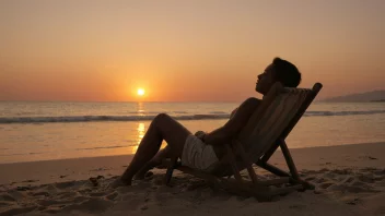 En fredelig strandscene med en person som slapper av og nyter de siste øyeblikkene av ferien.