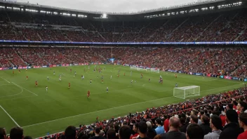 Et fotballstadion med to lag som spiller en intens kamp.