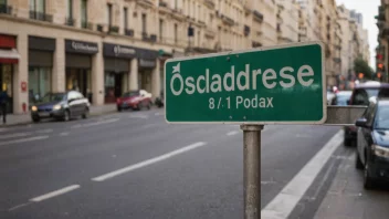 En gatestolpe med ordene 'OsloAdresse' på den, som indikerer en bestemt lokasjon i Oslo.