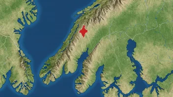 Et kart som viser førsteradsgrensene i en kommune i Norge.