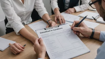 En gruppe mennesker som samarbeider med en sjekkliste over betingelser i bakgrunnen