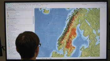 En person som analyserer fylkesdata på en dataskjerm.