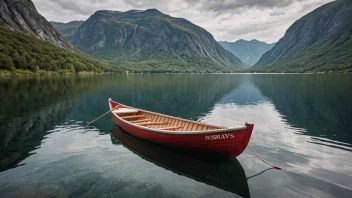 En tradisjonell norsk roebåt på en innsjø.