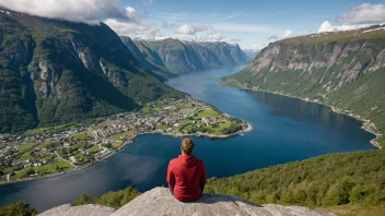 Et idyllisk landskap av Volda, med en person som stolte taler sin lokale dialekt.