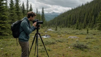 En person filmer en dokumentar i villmarken.