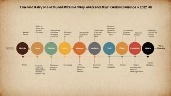 En tidslinje som illustrerer de forskjellige musikkperiodene gjennom historien.