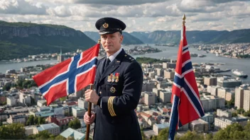 En veteran som holder det norske flagget, som symboliserer deres tjeneste og hengivenhet til landet.