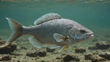 En grunnfisk som svømmer i grunt vann.