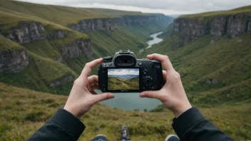 En person som nyter amatørfotografering i naturen.