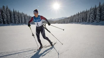 En skiskytter i aksjon, på ski og skyter i et vinterlandskap.