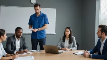 En gruppe mennesker i et møterom, diskuterer og planlegger rengjørings- og vedlikeholdoppgaver.