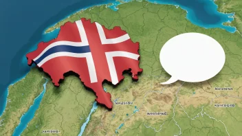 Et kart over Norge med en taleboble som representerer det norske språket.