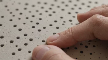 En person leser en bok i brailleskrift.