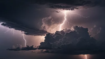 Et kraftig lyn illuminerer den mørke stormhimlen