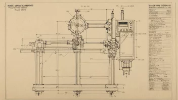 En teknisk tegning av en maskin med detaljerte spesifikasjoner
