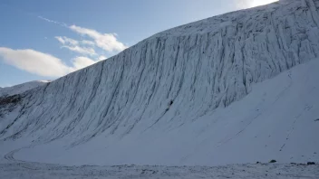 En høy og bratt snøvæg i fjellet