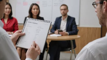 En person som holder en notatbok med en møteagenda