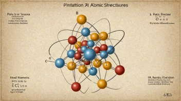 En illustrasjon av atomstrukturen, som viser hvordan atomer bygges opp fra mindre enheter.