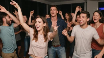 En gruppe mennesker som danser og har det gøy på en weekendfest