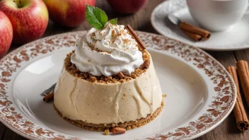 En deilig og klassisk norsk dessert laget med epler, sukker og mel, toppet med pisket krem og kanel.