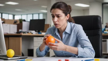 En person som klemmer en stressball, symboliserer handlingen å sammentreng.