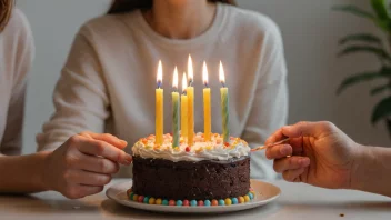 En person feirer en spesiell dag med kake og lys, noe som symboliserer handlingen å gjøre noe hellig eller spesielt.