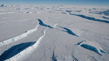 Et enormt isfelt i Antarktika med breer og sprekker så langt øyet kan se.