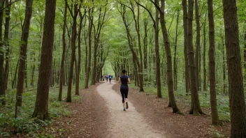 En naturskjønn sti gjennom en skog, perfekt for en joggetur eller en spasertur.