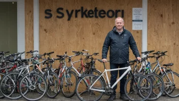 En person som vurderer ulike typer sykler, hver representert av en annen kategori.