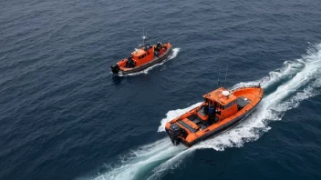 En redningsbåt som yter assistanse til et strandede fartøy på havet.