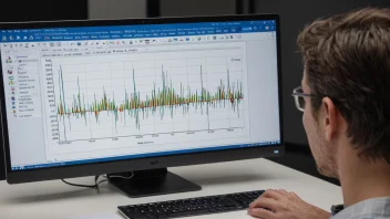 En person analyserer vibrasjonsdata på en datamaskin