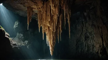 En stalagmitt i en grotte, dannet av mineralholdig vann som drypper fra taket.