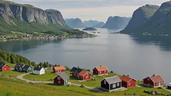 En malerisk øy i Norge med tradisjonelle hus og en fjord