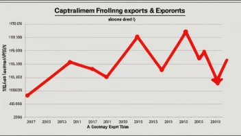 En graf som viser en nedgang i eksporten.