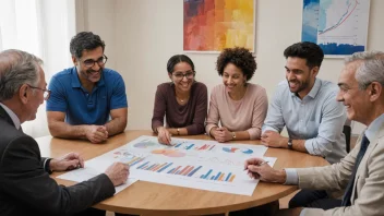 En gruppe mennesker diskuterer en finansiell plan