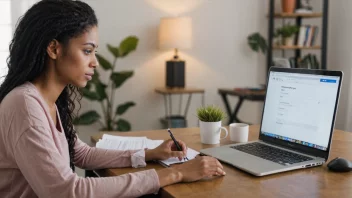 En person sitter foran en datamaskin og fyller ut et online skjema med mus og tastatur.