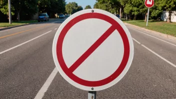 Et skilt som indikerer stoppeforbud på en vei eller gate.